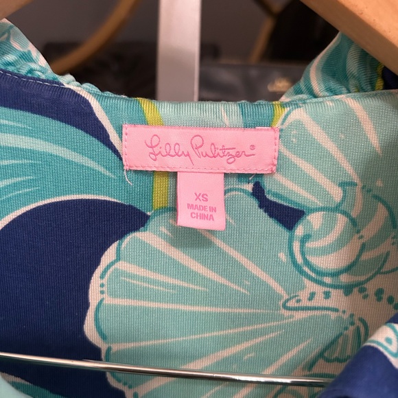 Lilly Pulitzer Clare Dress Silk Jersey - Do the Wave in True Blue XS MSRP $258 - Picture 4 of 5
